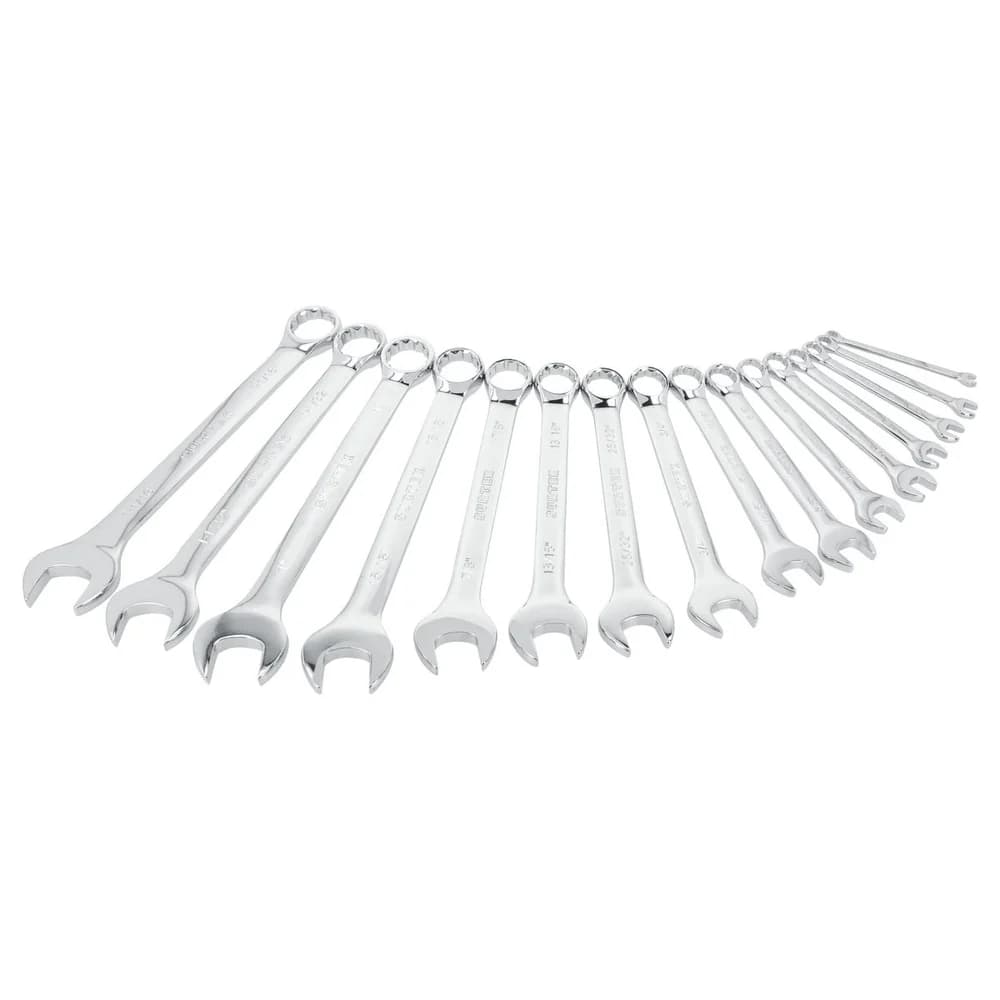 Juego de llaves combinadas pulido espejo métricas, 12 puntas, 16 piezas en rack Surtek 1051MR