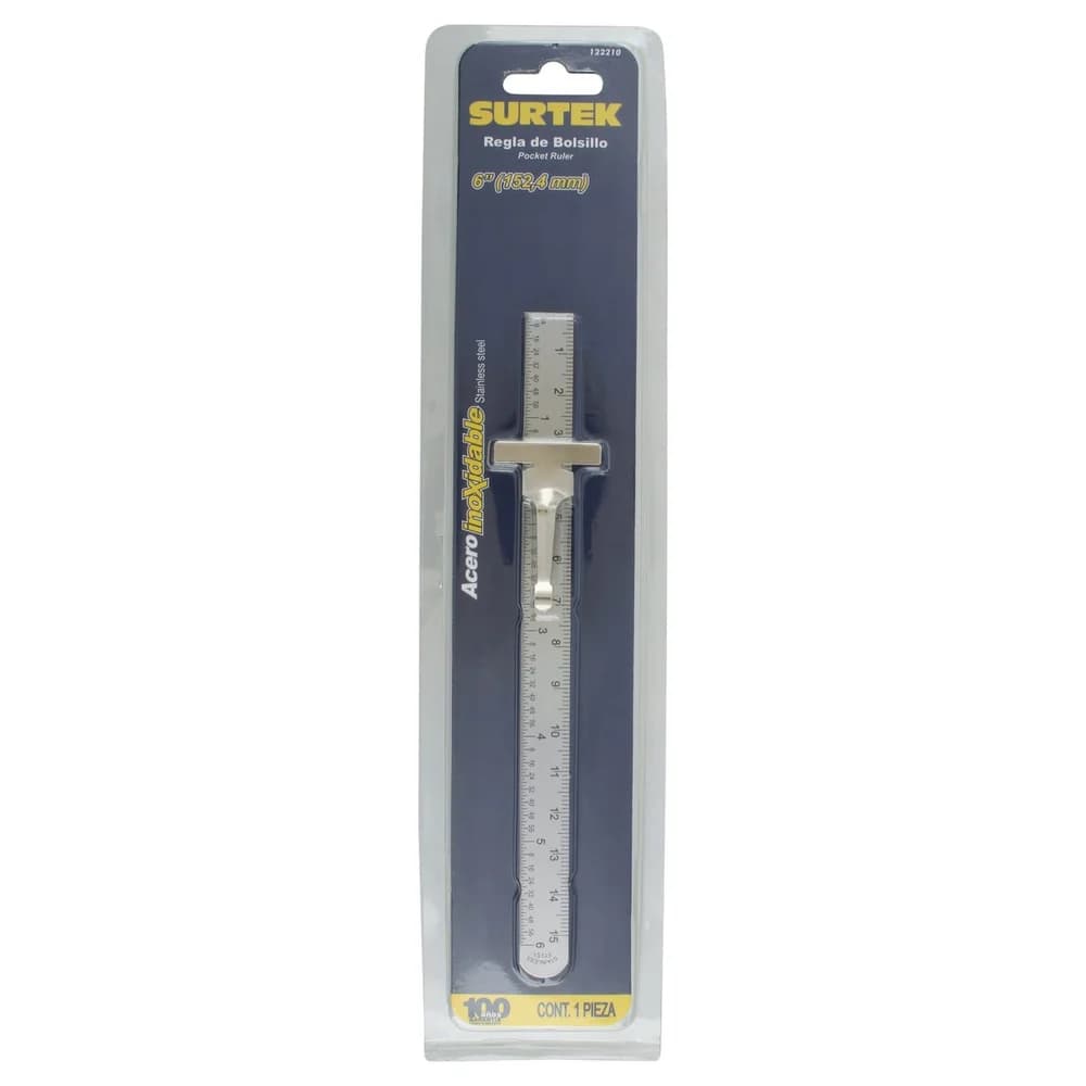 Regla de bolsillo de acero inoxidable 6" Surtek 122210, foto 1 de 4