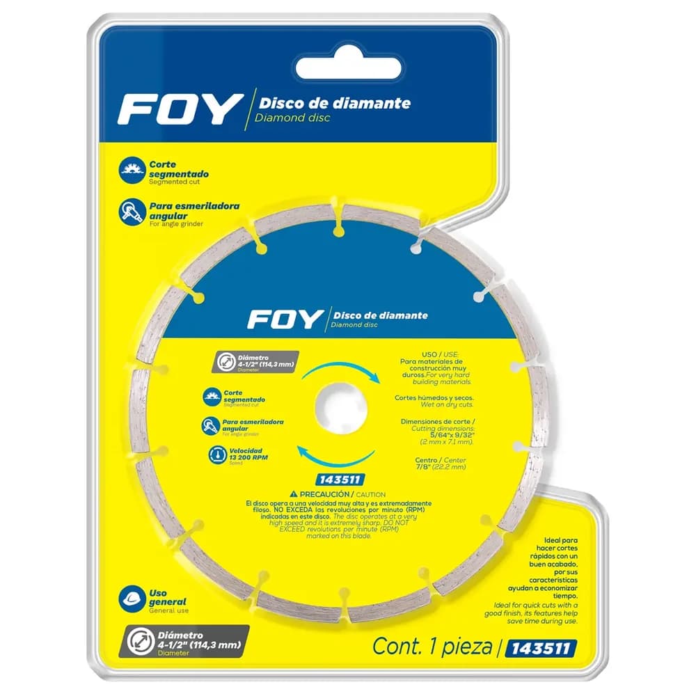 Disco de diamante segmentado, 4-1/2" Foy 143511, foto 1 de 3