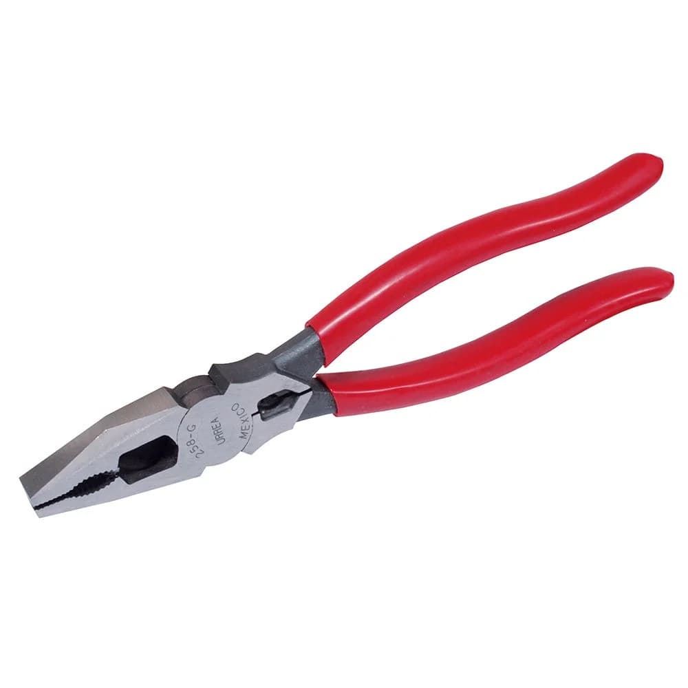 Pinza para electricista con mango rubber grip punta universal corte lateral de 8-17/32" Urrea 258G, foto 1 de 3