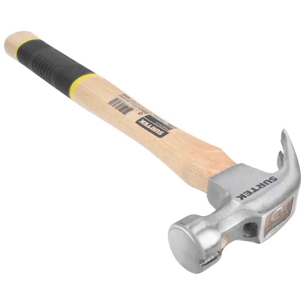 Martillo de uña curva pulido con mango de madera 10-15/64", 8 oz Surtek 408CG