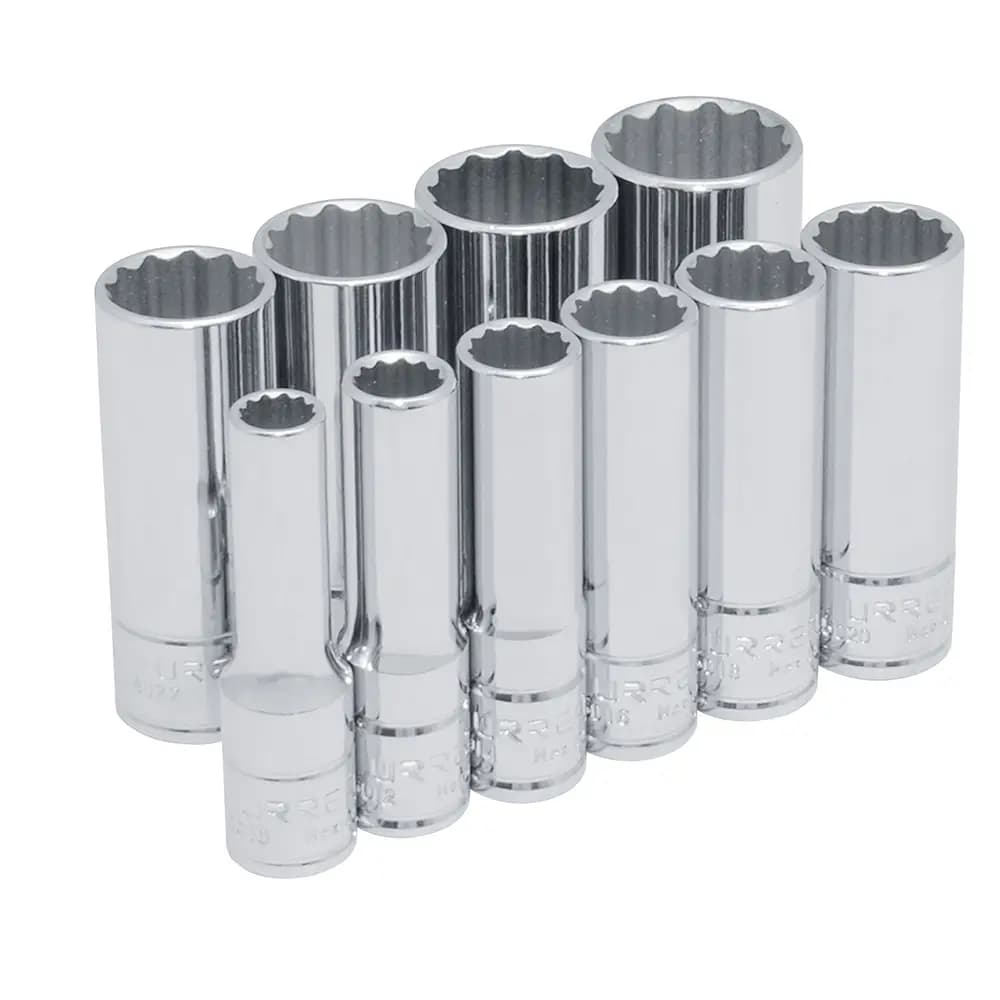 Juego de dados largos cuadro de 3/8", 12 puntas, en pulgadas, 10 piezas Urrea 52107, foto 1 de 3