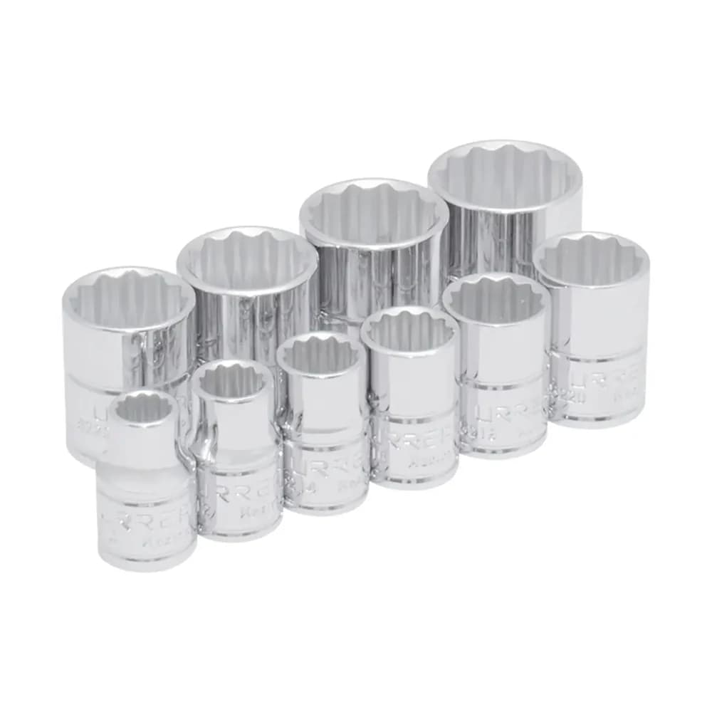 Juego de dados cuadro de 3/8", 12 puntas, en pulgadas, 10 piezas Urrea 52118, foto 1 de 3