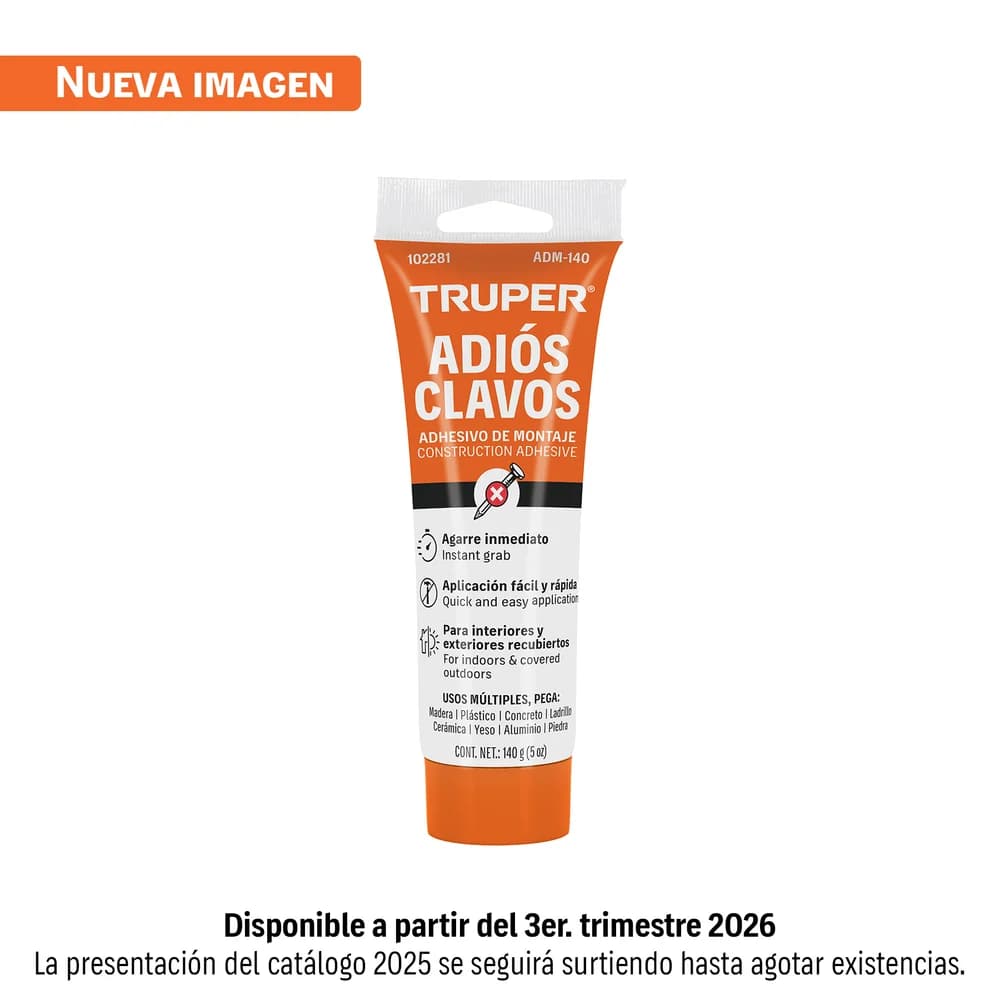 Adhesivo de montaje Adiós clavos, 140 g Truper ADM-140