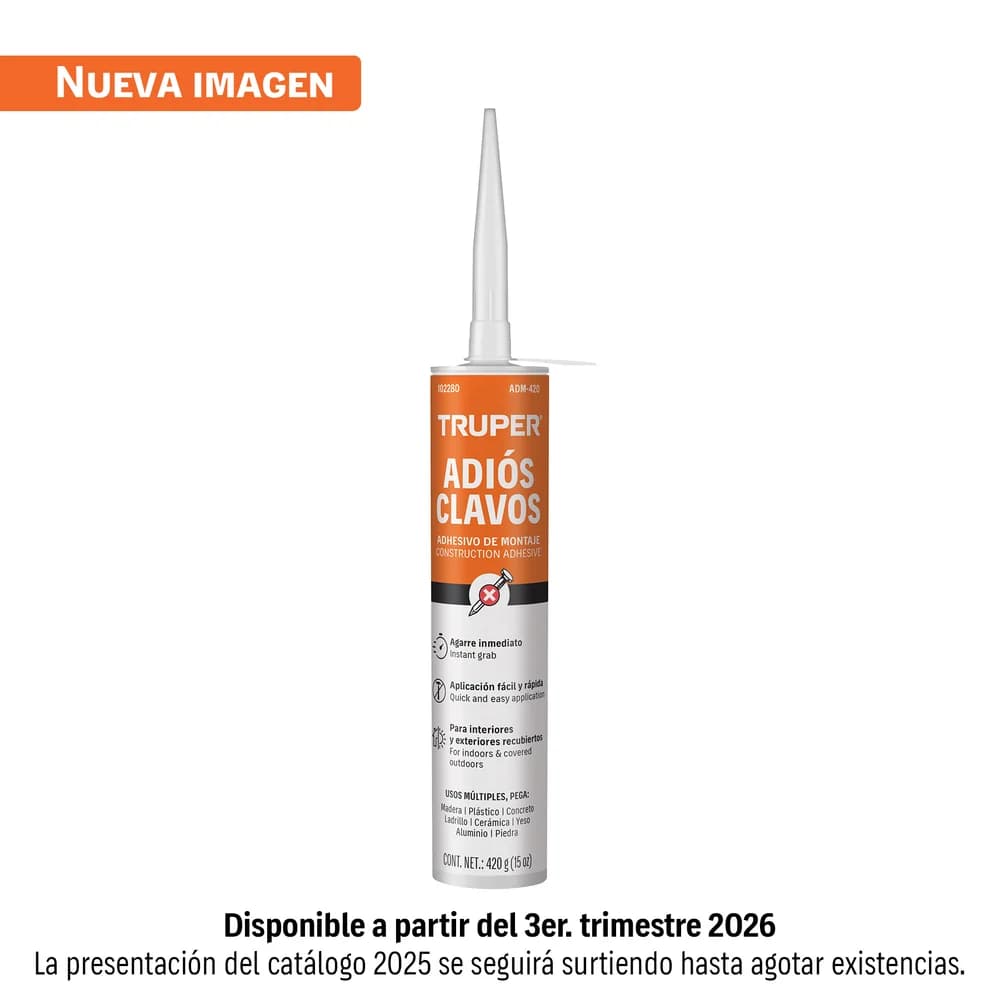 Adhesivo de montaje Adiós clavos, 420 g Truper ADM-420