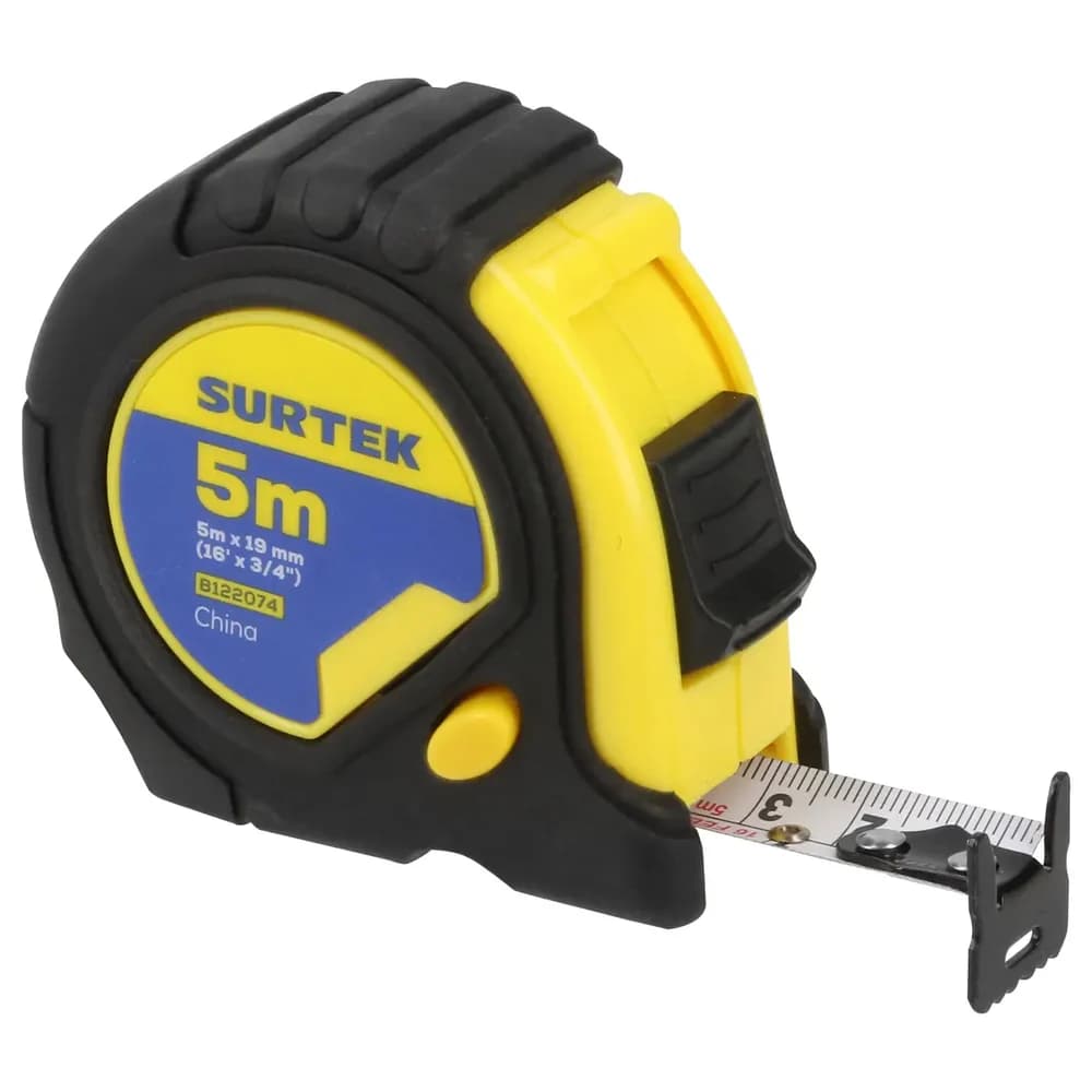 Flexómetro anti-impacto con carcasa rubber grip, 5 m x 19 mm Surtek B122074