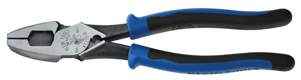 Pinza de electricista alta palanca 9" con jala guias y ponchadora de terminales Klein Tools KT215-9