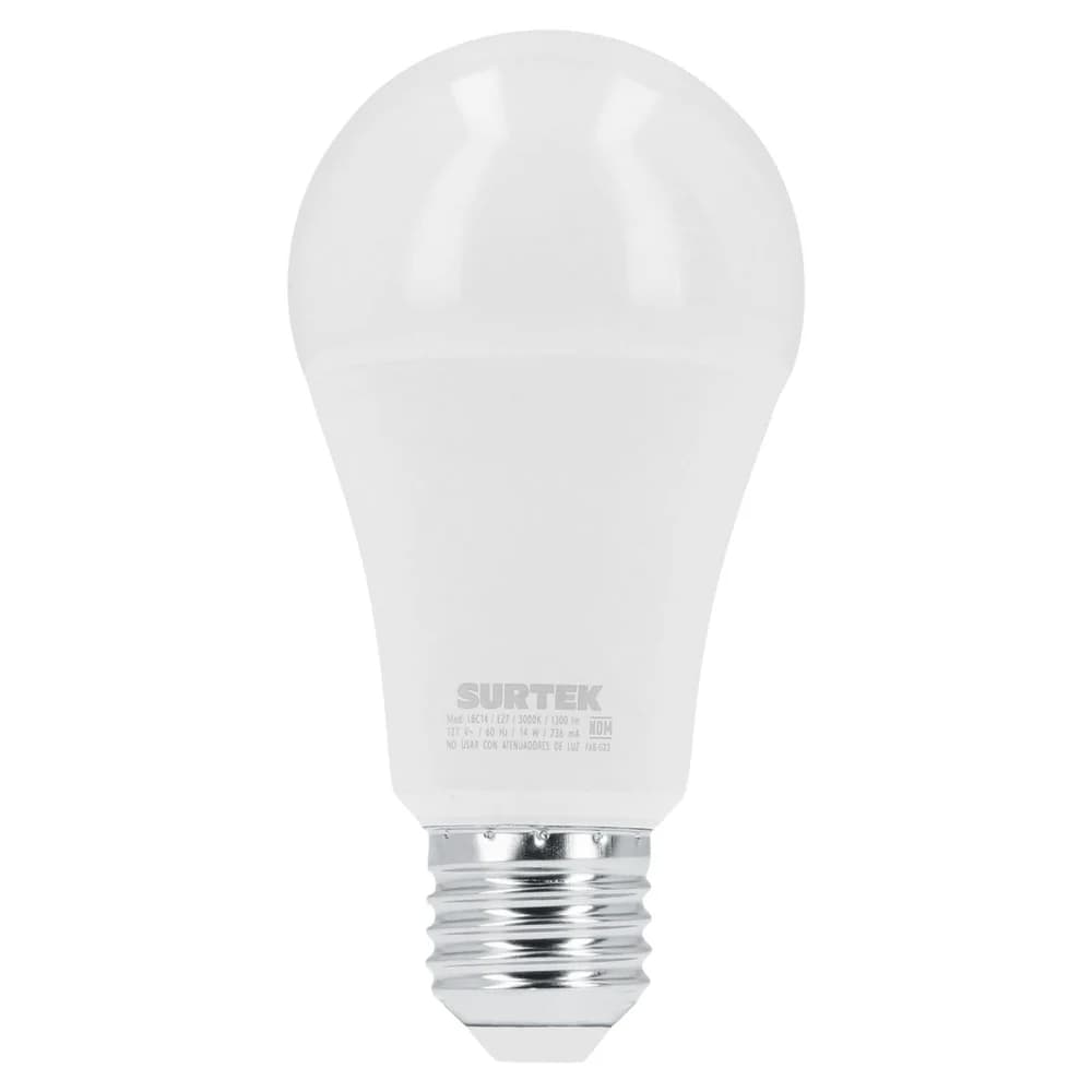 Lámpara de LED tipo bulbo A19, 14 W luz cálida Surtek LBC14, foto 1 de 4