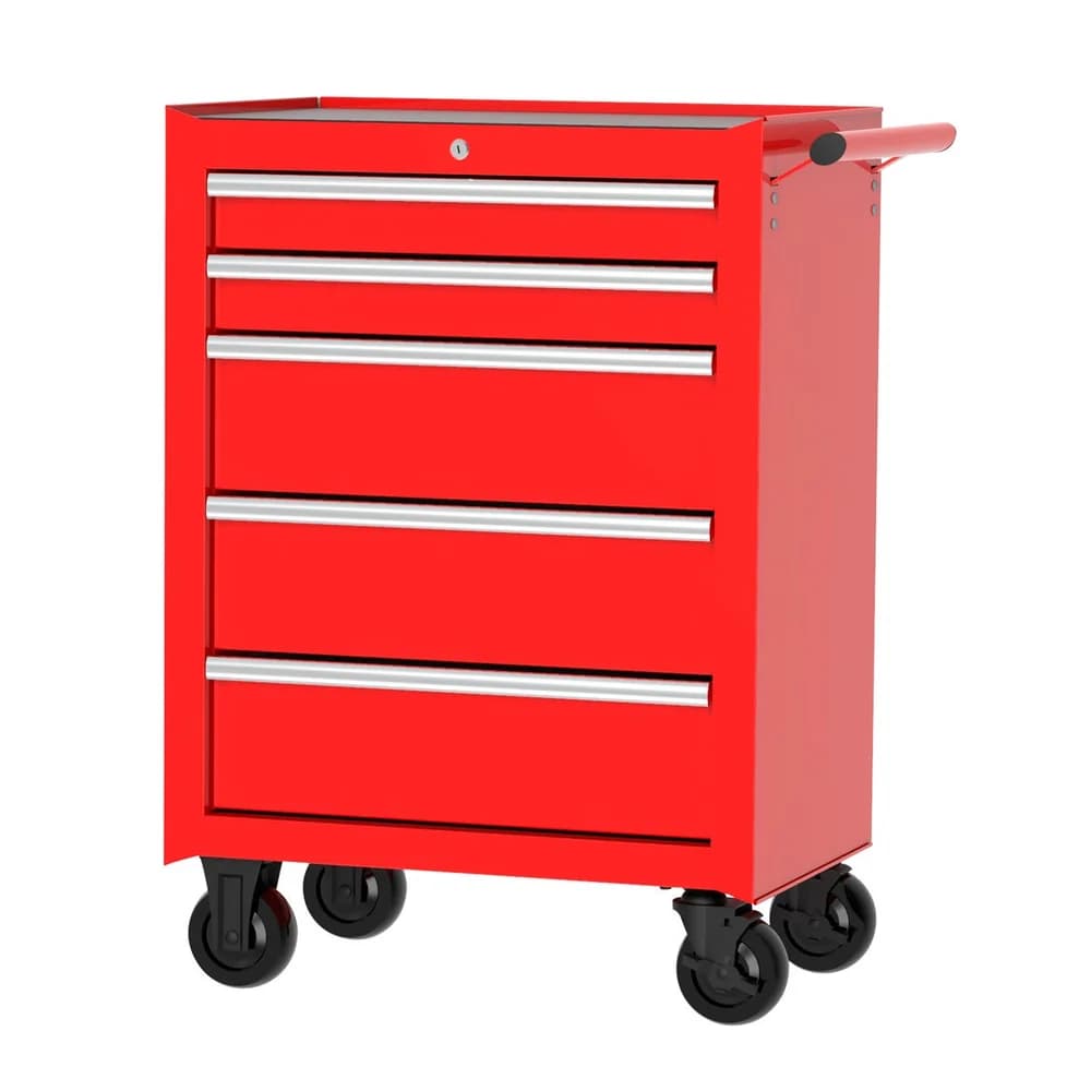 Gabinete móvil 5 gavetas color rojo serie P 27" Urrea P27M5
