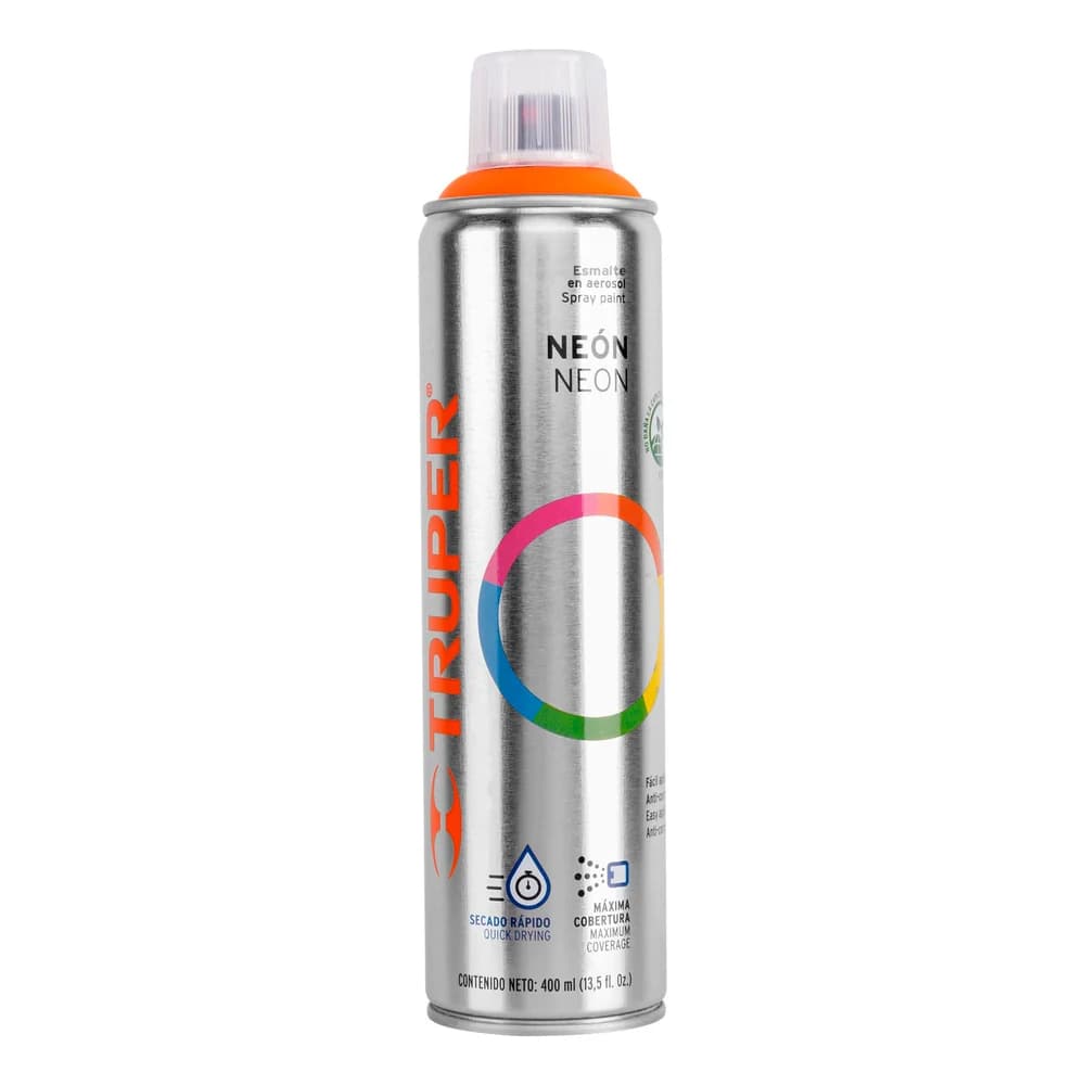 Pintura en aerosol, naranja neón, bote esbelto, 400 ml Truper PAF-NA, foto 1 de 1