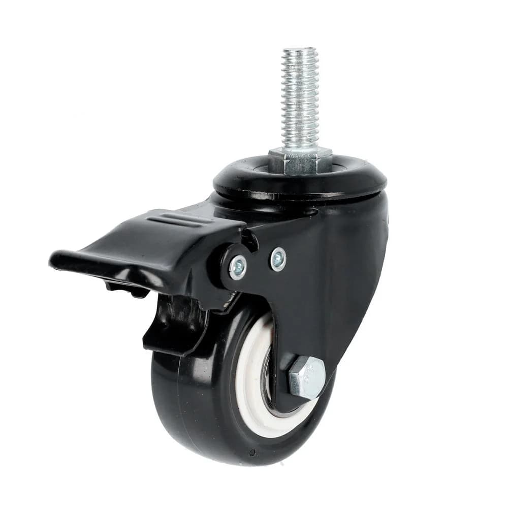Rodaja de PVC negro con espiga roscada con freno 2-1/2" Surtek RVNE6B