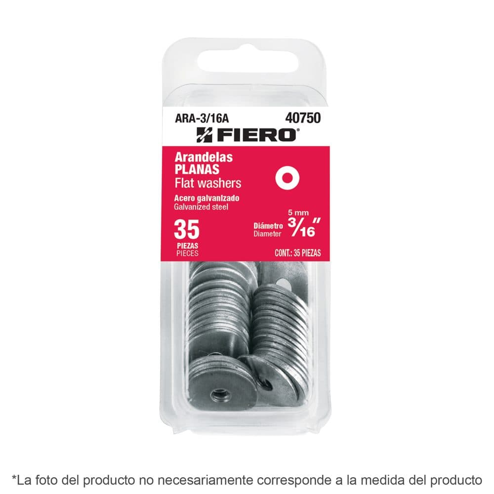 Blíster con 25 arandelas planas de 5/16", FIERO