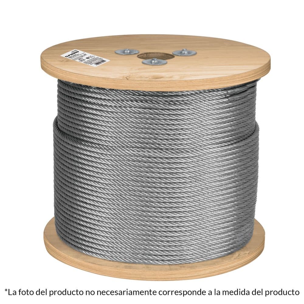 Metro de cable rígido 3/16" de acero 7x7 hilos, 300 m, FIERO, foto 1 de 4