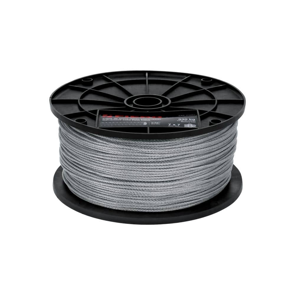 Metro de cable rígido 3/32" de acero 7x7 hilos, 300 m, FIERO, foto 1 de 4