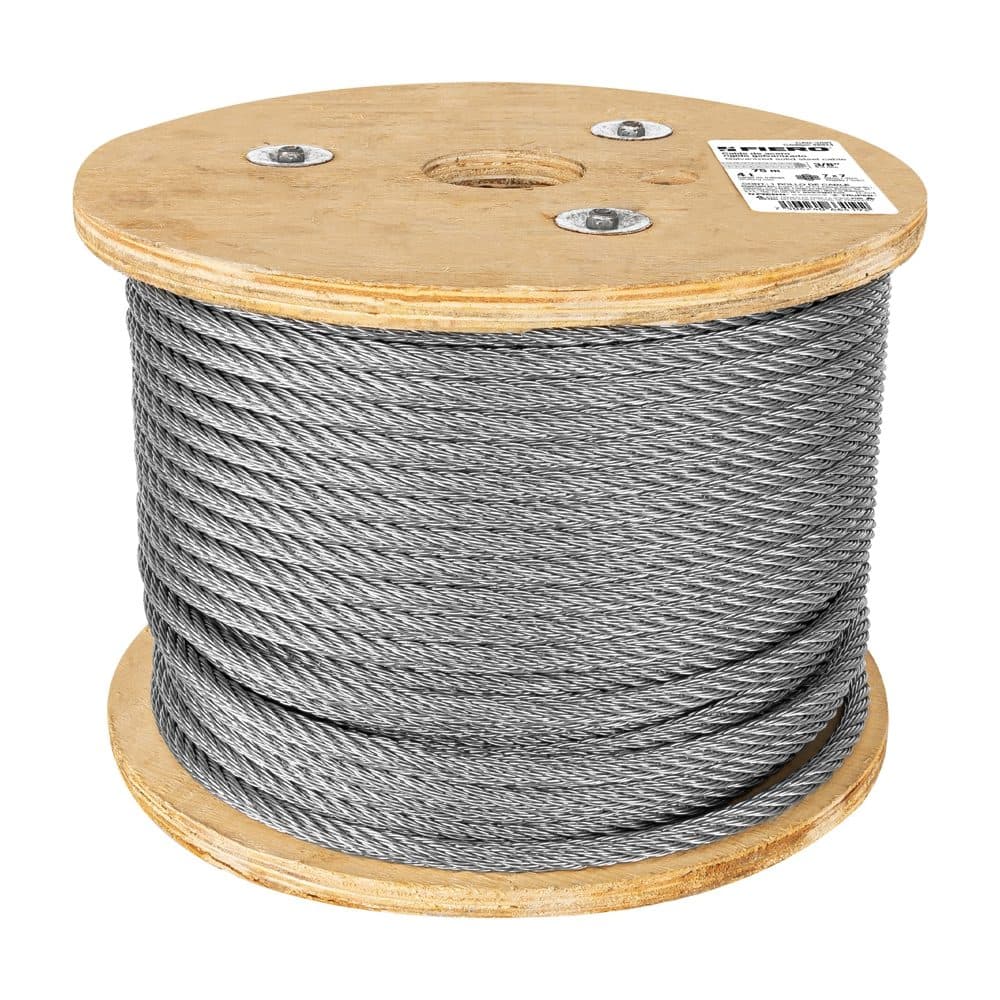Metro de cable rígido 3/8" de acero 7x7 hilos, 75 m, FIERO, foto 1 de 4