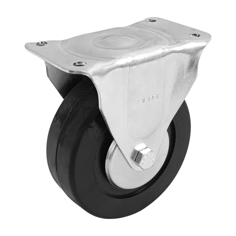 Rodaja uso múltiple 6", hule, placa fija, balero, FIERO, foto 1 de 4