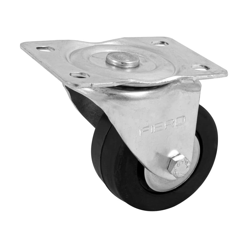 Rodaja uso múltiple 3", hule, placa giratoria, balero, FIERO, foto 1 de 4