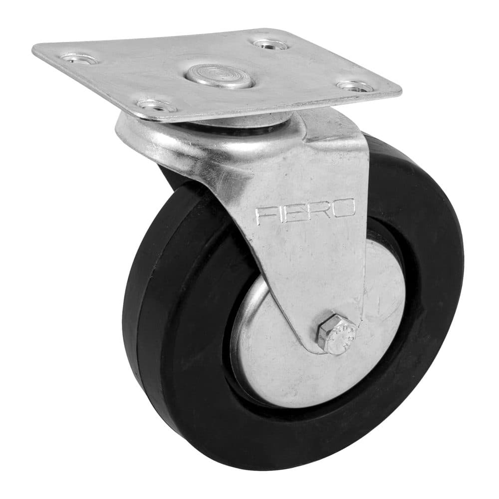 Rodaja uso múltiple 5", hule, placa giratoria, balero, FIERO, foto 1 de 4