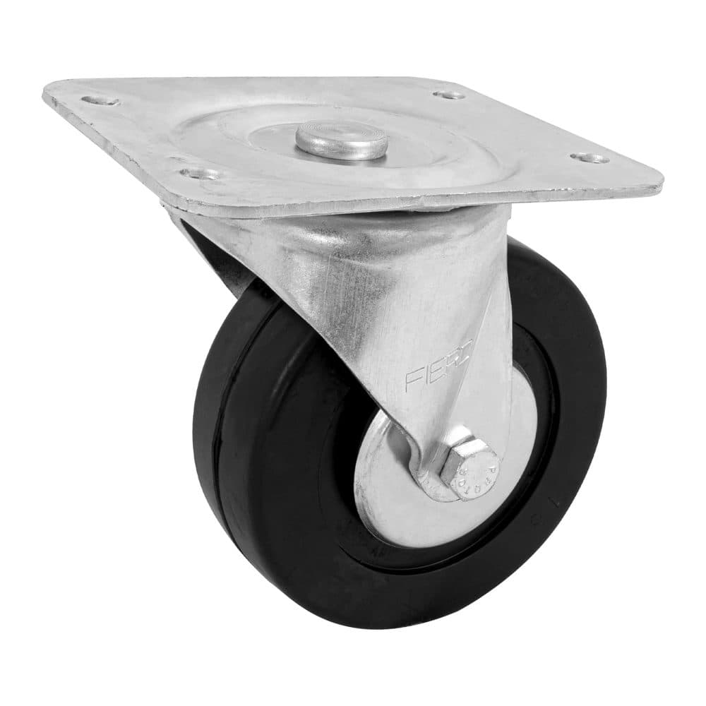 Rodaja uso múltiple 6", hule, placa giratoria, balero, FIERO, foto 1 de 4