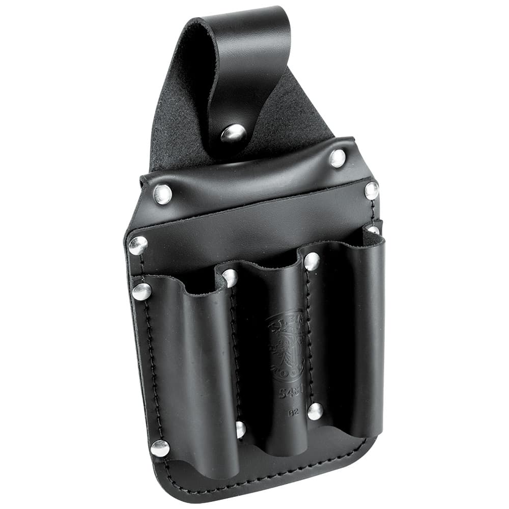 Klein Tools Bolsa de cuero de 14,6 × 6,4 × 25,4 cm con 6 bolsillos para organizar herramientas