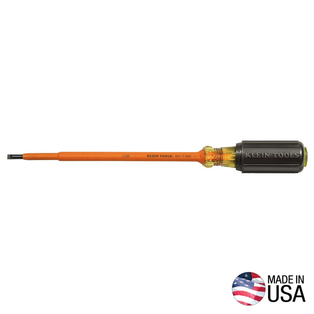 Klein Tools Desarmador con aislamiento, punta cabinet de 0,5 cm y barra redonda de 18 cm, foto 1 de 1
