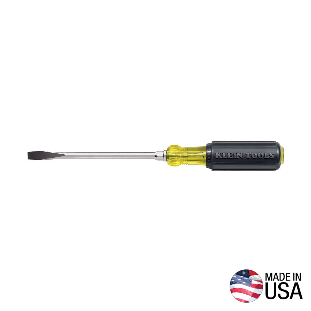 Klein Tools Desarmador de punta plana de 6,4 mm con barra redonda de 102 mm, foto 1 de 2