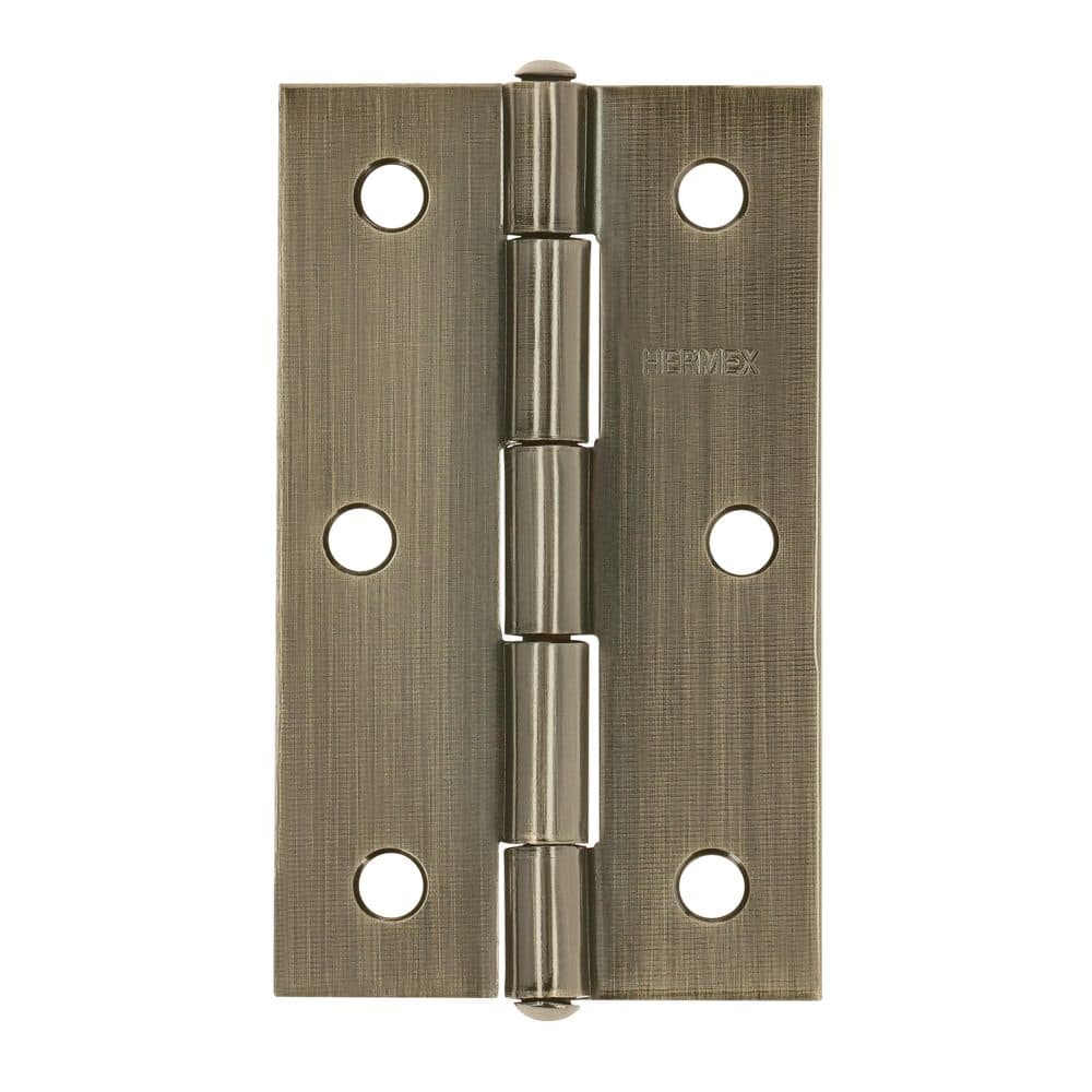 Truper Bisagra rectangular 3-1/2 x 2-1/8", latón antiguo, HERMEX