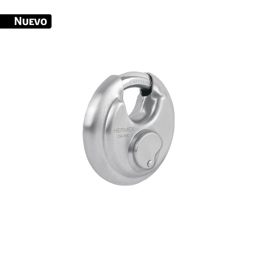Truper Candado circular de acero inoxidable, 70 mm, cilindro latón
