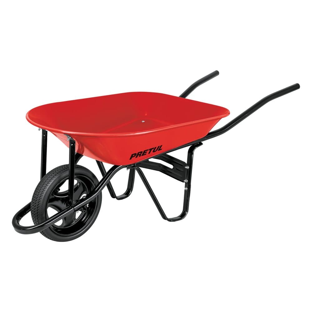 Truper Carretilla 4 ft3 roja, imponchable, bastidor tubular, PRETUL
