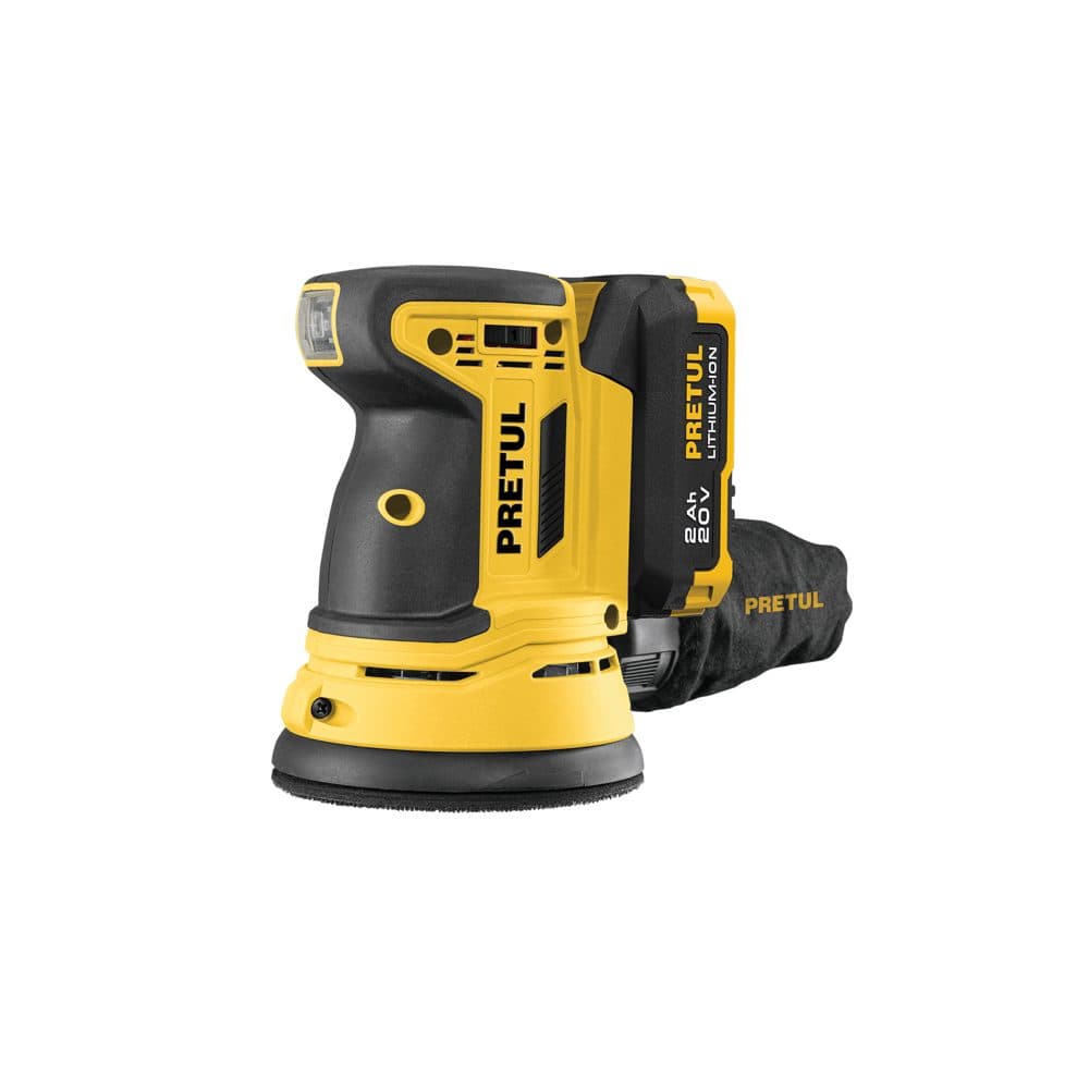 Truper Lijadora roto-orbital 5", 20V, 1 batería 2Ah, PRETUL