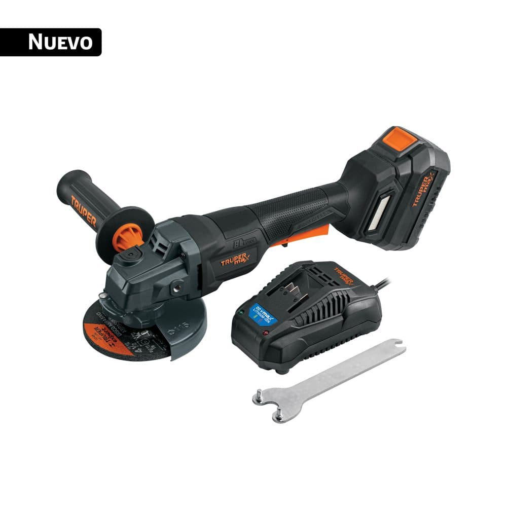 Truper Esmeriladora 4-1/2", 20V, int. paleta, 1 batería 4Ah, MAX