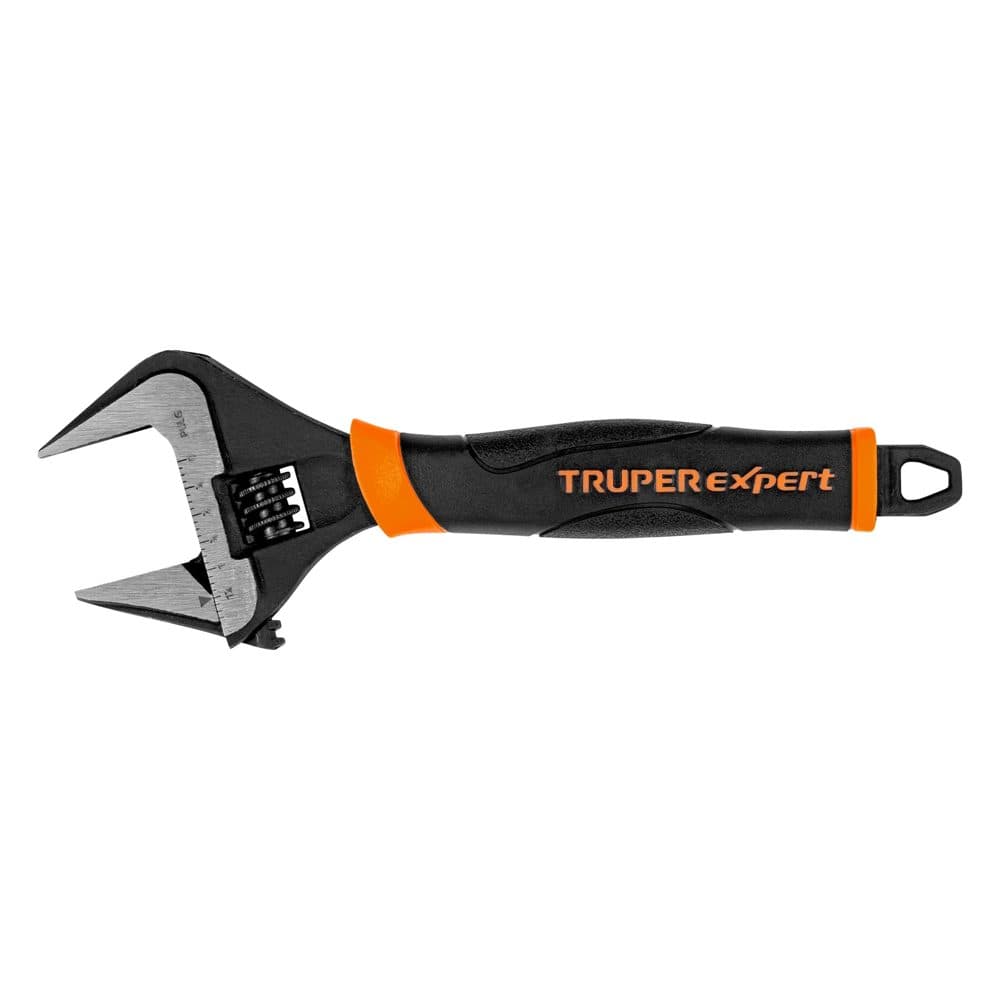 Truper Llave ajustable (perico) 8" boca ancha Comfort Grip, EXPERT