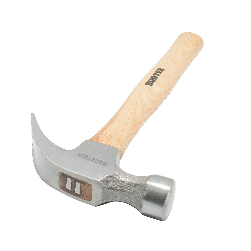 Surtek Martillo de uña curva con mango de madera 13", 16 oz