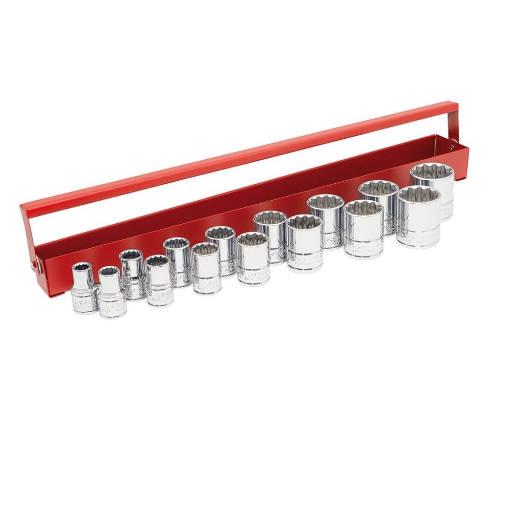 Urrea Juego de dados cuadro de 1/2", 12 puntas, en pulgadas,caja portadados, 15 piezas