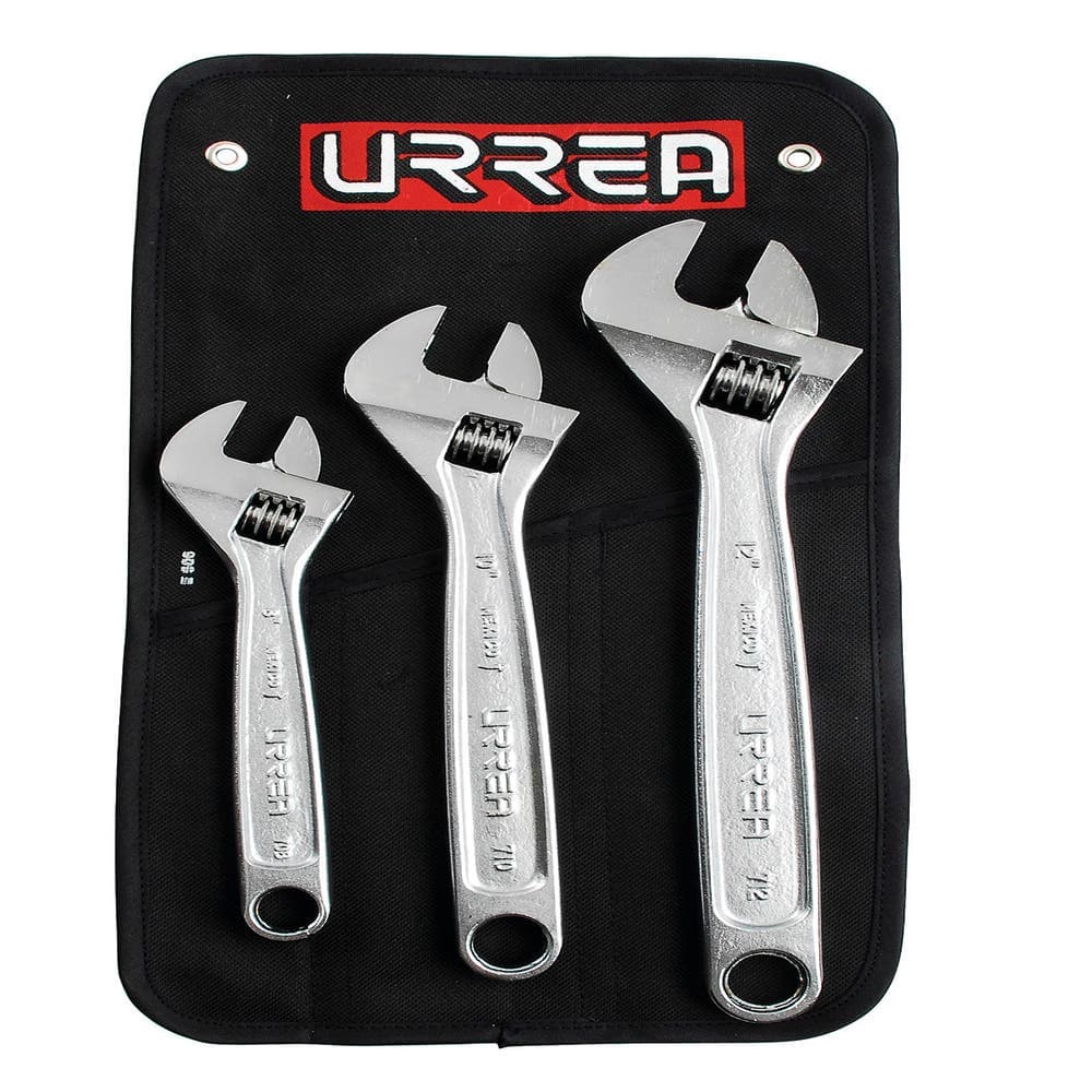 Urrea Juego de llaves ajustables cromadas, 3 piezas en estuche
