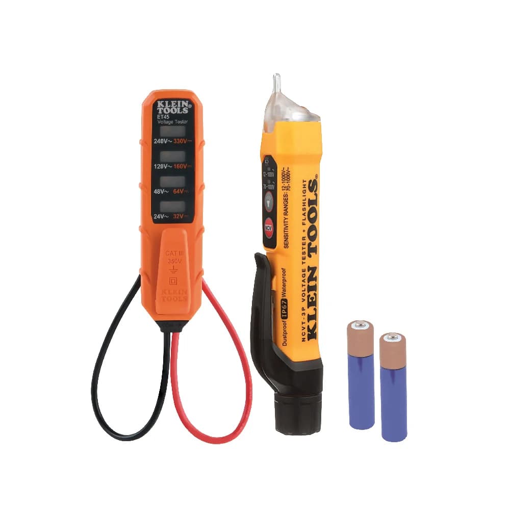 Kit de prueba electrica con probador de voltaje sin contacto de doble rango con lampara y un probador de voltaje CA/CD NCVT-3P+ET45 Klein Tools