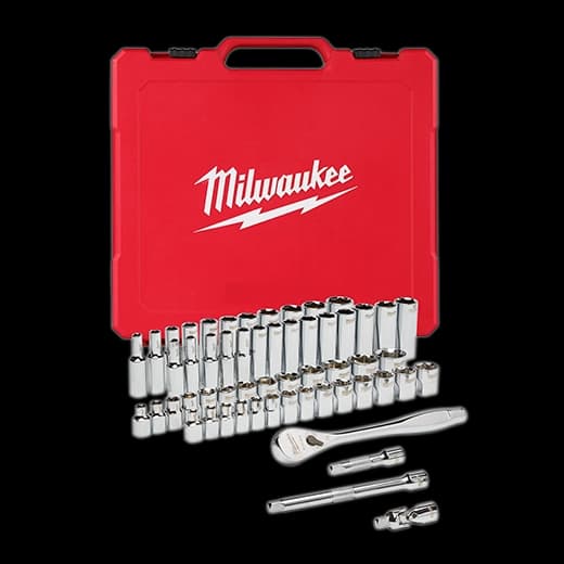 Milwaukee Juego de matraca y dados de 3/8" de 56 piezas, SAE y métrico