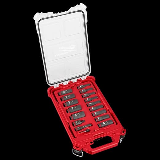 Milwaukee Juego de 17 piezas de cubos de impacto SAE SHOCKWAVE™ con boca de 3/8” y PACKOUT™